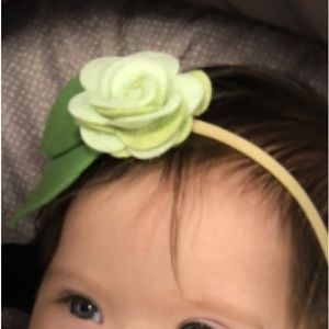 Green Flower to decorate babies head made with felt
